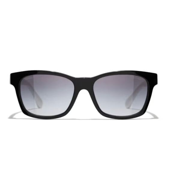 Chanel Black Frame with White Arms/Gray Lens Sunglasses - Picture 4 of 16